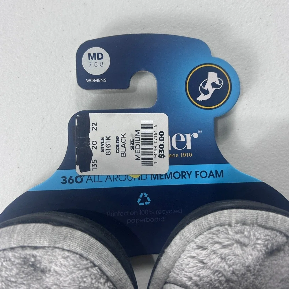 Isotoner Womens Memory Foam Slipper Slides Black Grey Size Medium 7.5-8 NEW - Picture 4 of 8